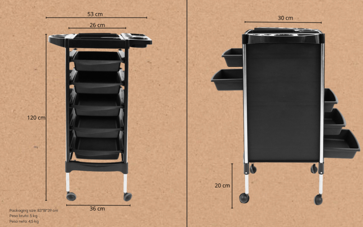 Carrinho de Apoio PILE + prosalom mobiliario de cabeleireiro e barbeiro