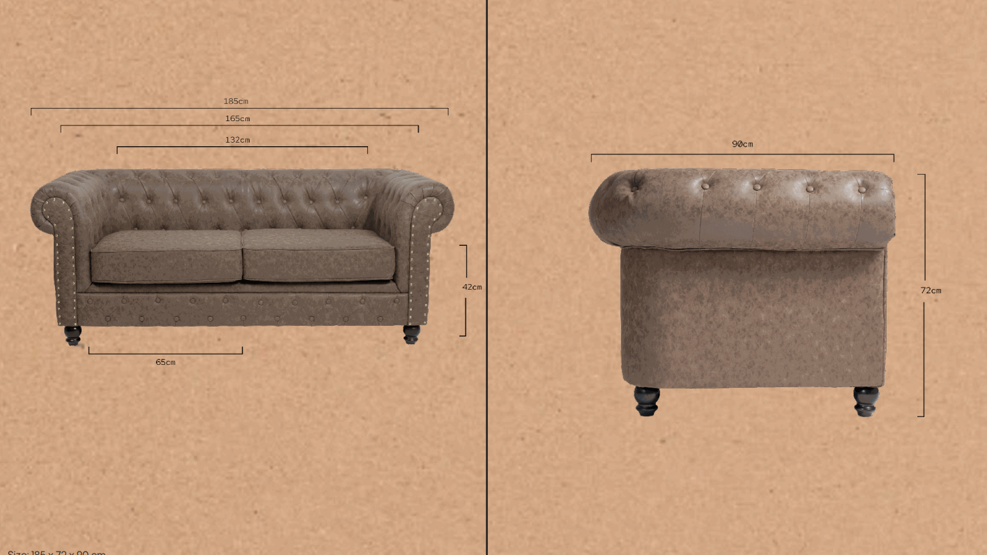 Sofá Vintage REPOSE BROWN prosalon mobiliario de cabeleireiro e barbeiro