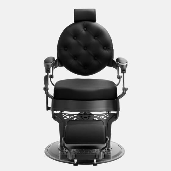 Cadeira de barbeiro preta clássica MACK Pro Salon de alta durabilidade.