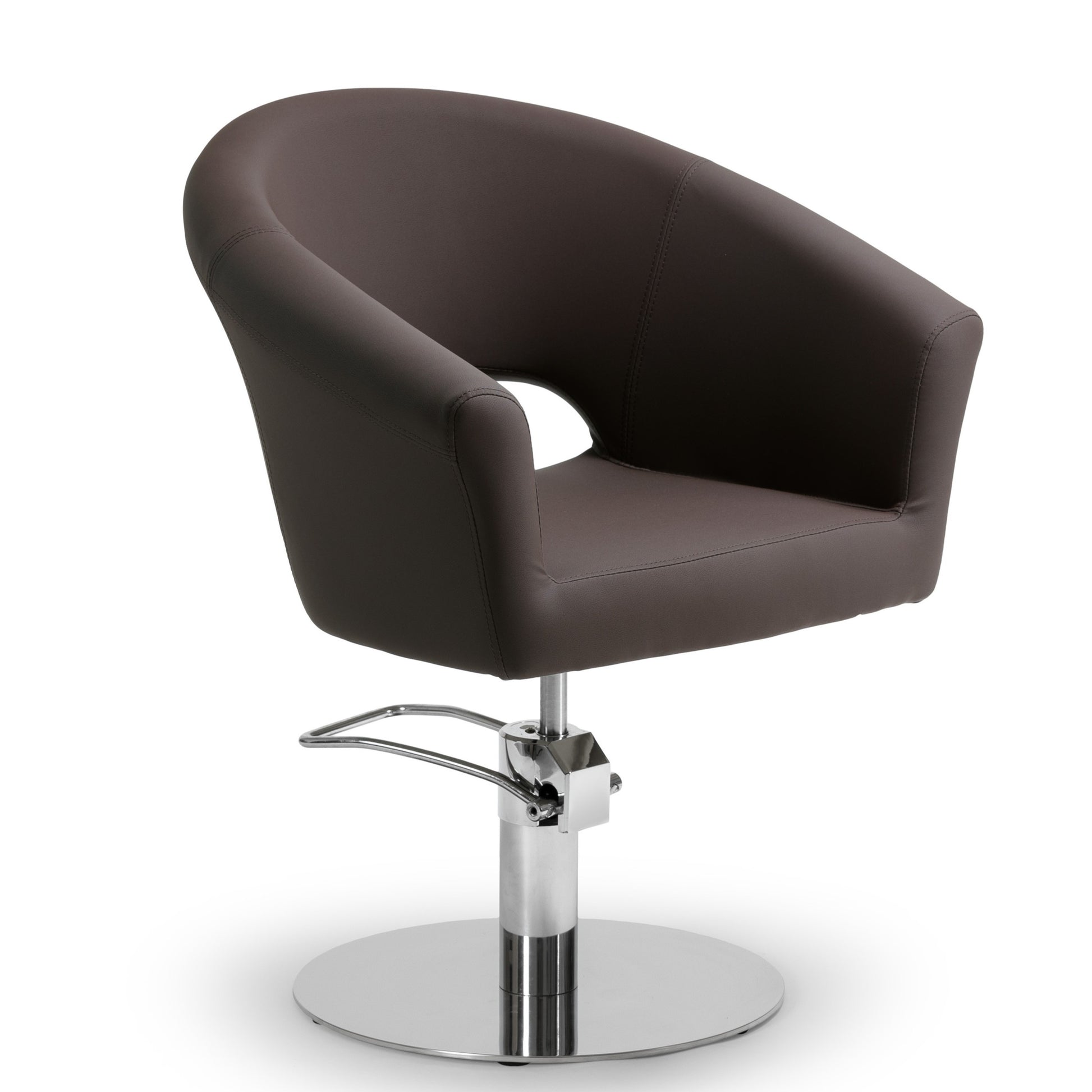 Cadeira de cabeleireiro Castanha ARCEL Pro Salon com estofos de alta densidade e conforto.