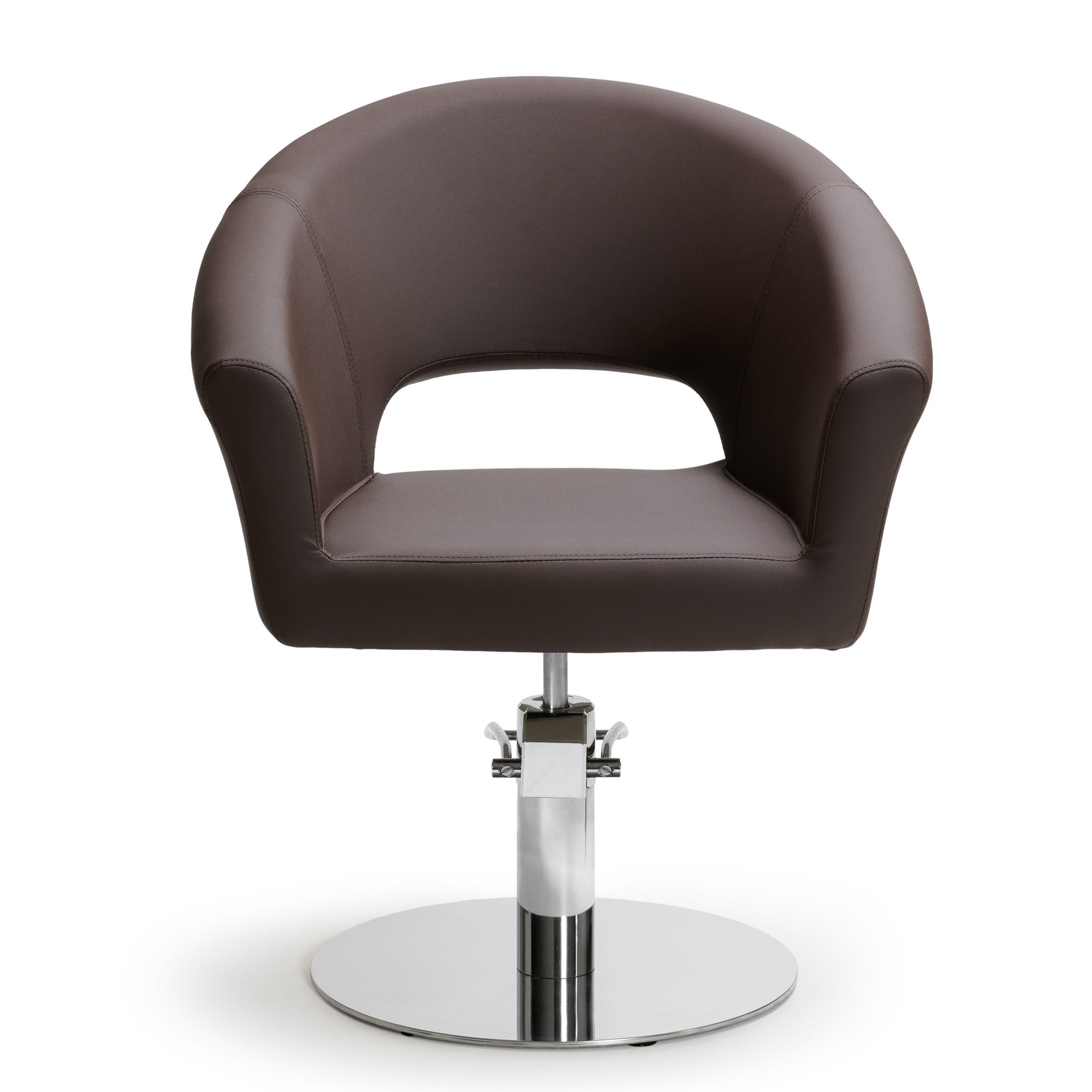 Cadeira de cabeleireiro Castanha ARCEL Pro Salon com estofos de alta densidade e conforto.
