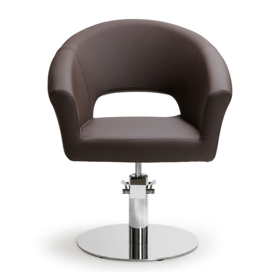 Cadeira de cabeleireiro Castanha ARCEL Pro Salon com estofos de alta densidade e conforto.
